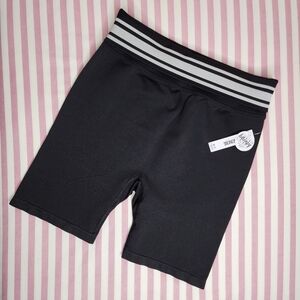 Victorias Secret PINK Black & Light Blue Soft Seamless Foldover Bike Shorts Med